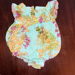 Vineyard Vines Floral Baby Outfit in Aqua and Yellow